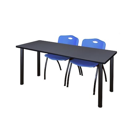 Kee Rectangle Tables > Training Tables > Kee Table & Chair Sets, 60 W, 24 L, 29 H, Grey MT6024GYBPBK47BE